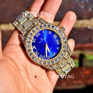 Mens Full Iced OUt Gold PT Luxury Styish Watch